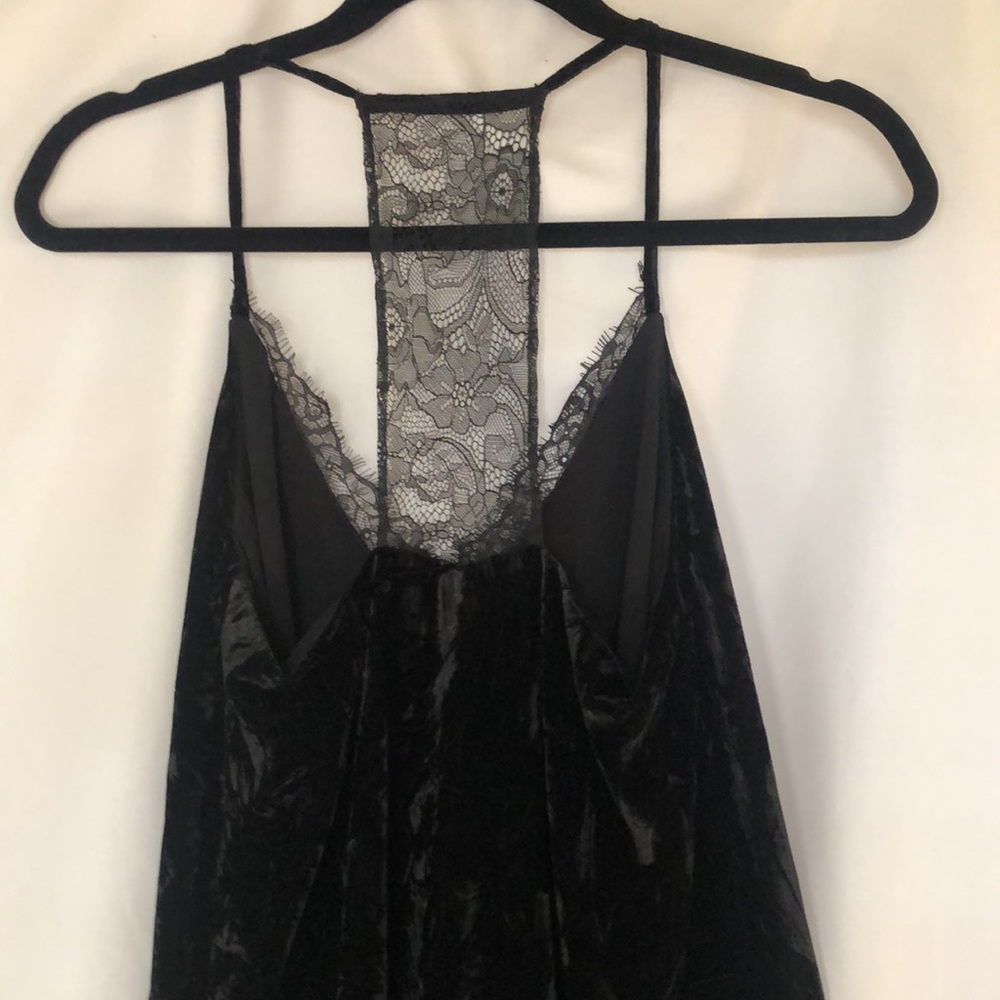 FRENCH CONNECTION spaghetti strap black velvet and lace dress. Size 2. - Picture 10 of 11